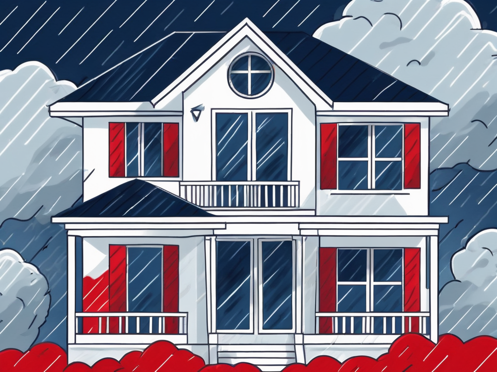 A sturdy house with hurricane shutters on the windows